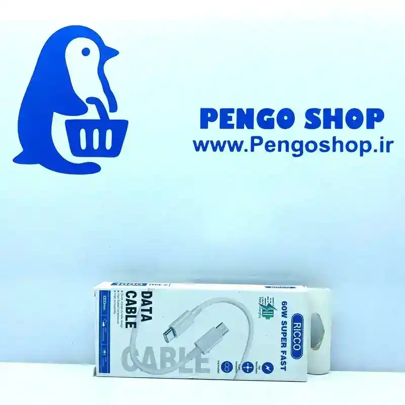 دیتا کابل تایپ C توان ۶۰ وات نمای اصلی – Type-C Data Cable 60W front view | Pengoshop