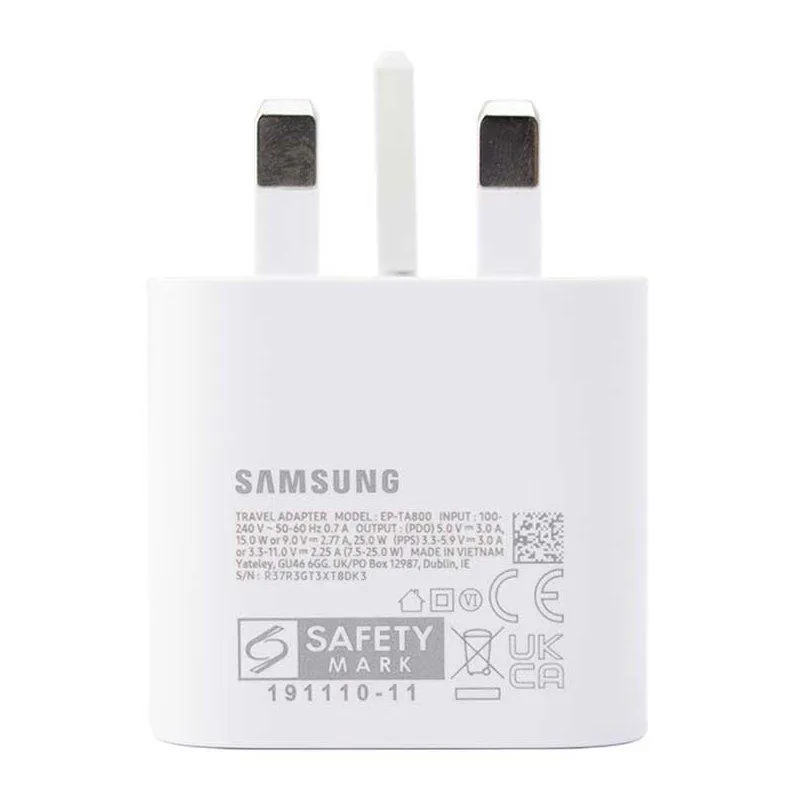 آداپتور شارژر سامسونگ 25 وات PD نمای اصلی – Samsung 25W PD Charger Adapter front | پنگوشاپ