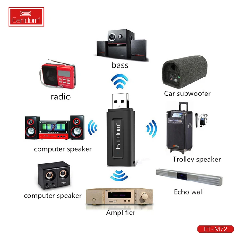 دانگل بلوتوث ارلدام مدل ET-M72 مناسب اتصال بی‌سیم به کامپیوتر و لپ‌تاپ