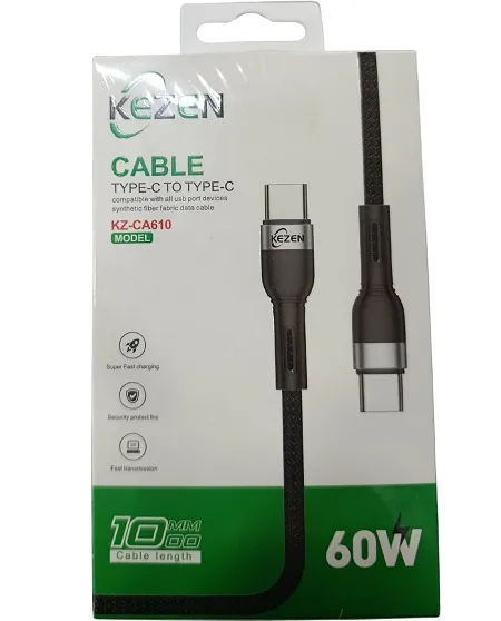کابل دو سر تایپ سی KEZEN مدل KZ-CA610 مناسب شارژ سریع و انتقال داده